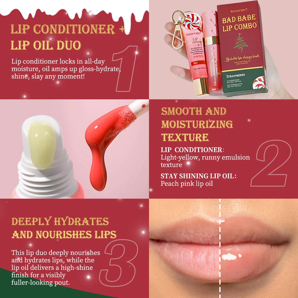 DuoGlow Lip Care Set – Hydrating Lip Oil & Smoothing Balm