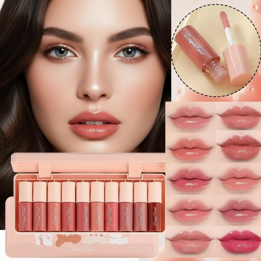 Radiant Glass Shine Lip Gloss Vault – 10-Piece Set