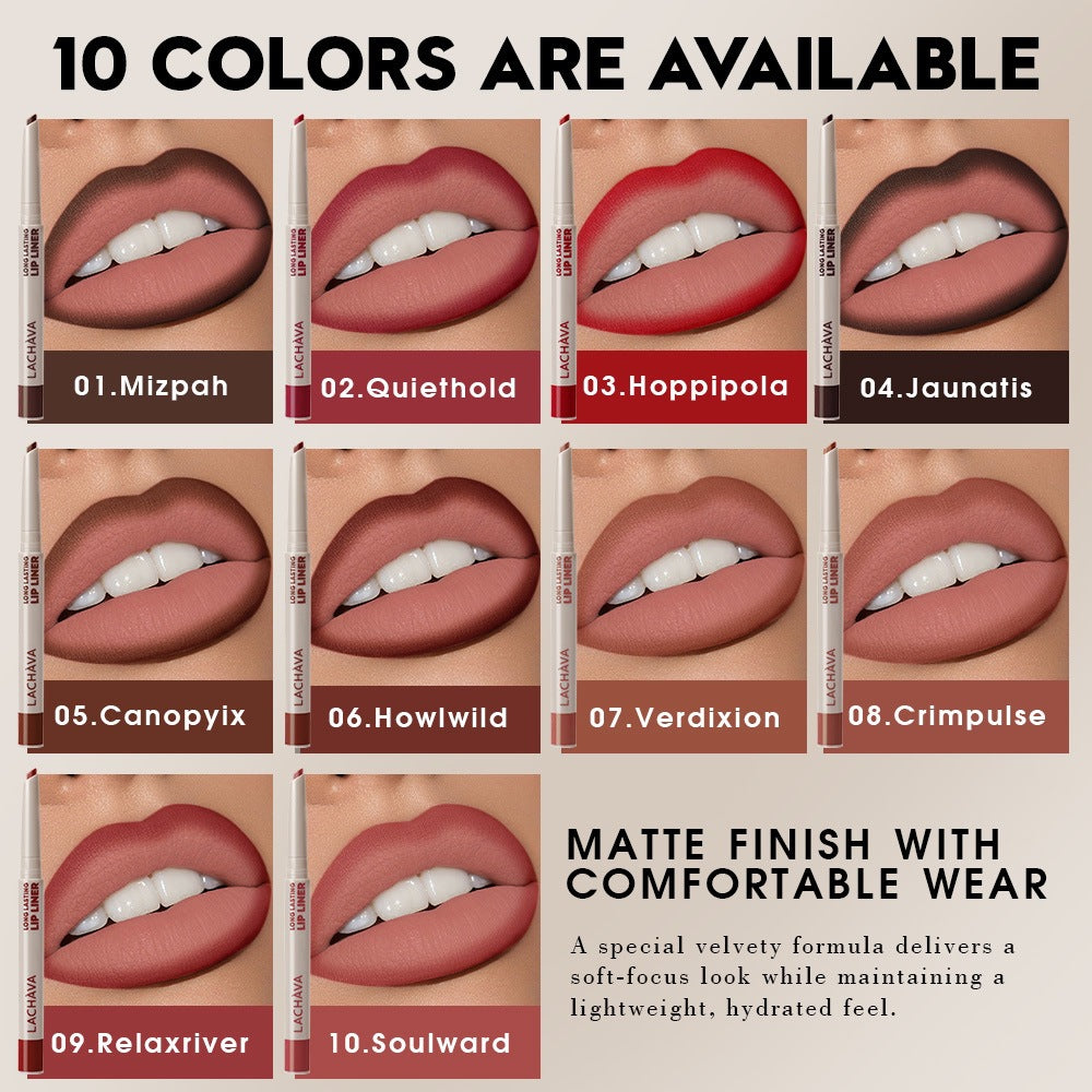 Long-Lasting Lipstick & Lip Liner Set - 10 Shades