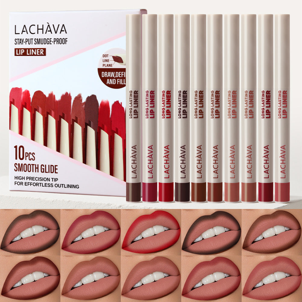 Long-Lasting Lipstick & Lip Liner Set - 10 Shades